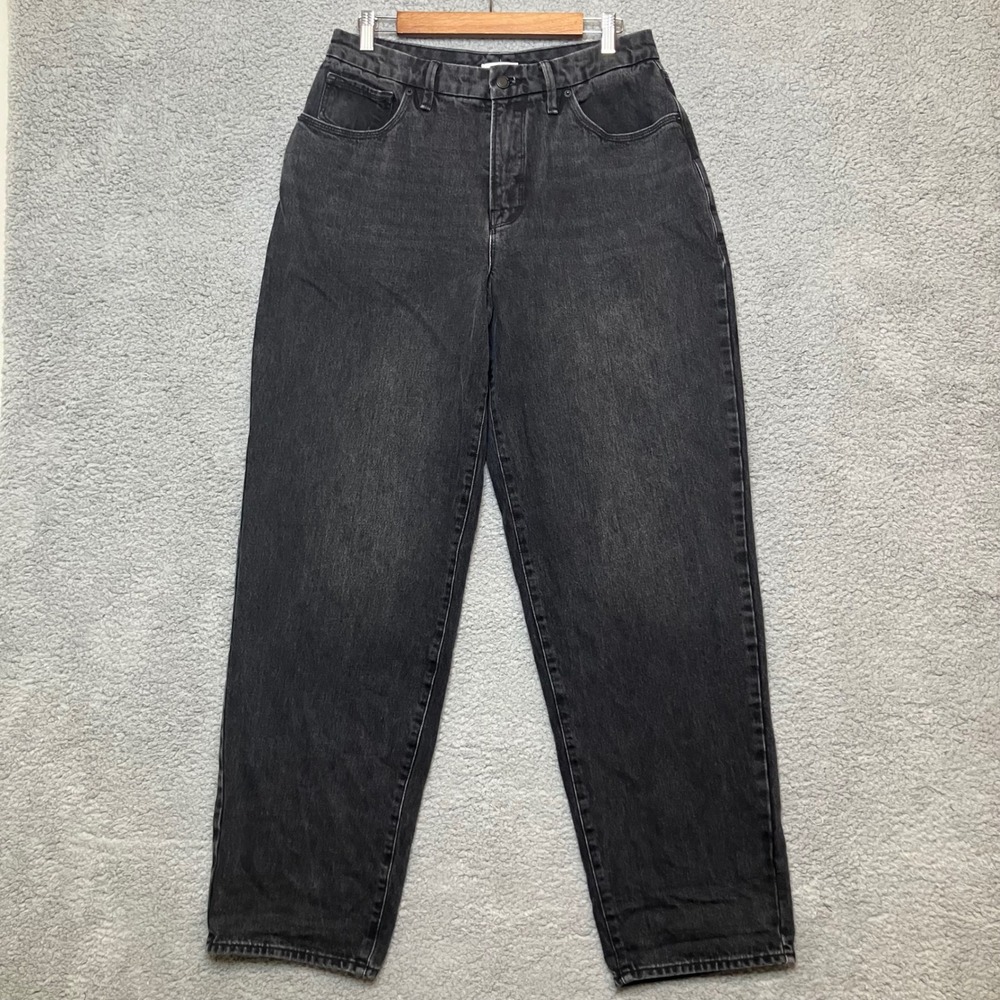 Good American 90s Loose Fit High Rise Straight Jeans Women 6 / 28 Baggy Black